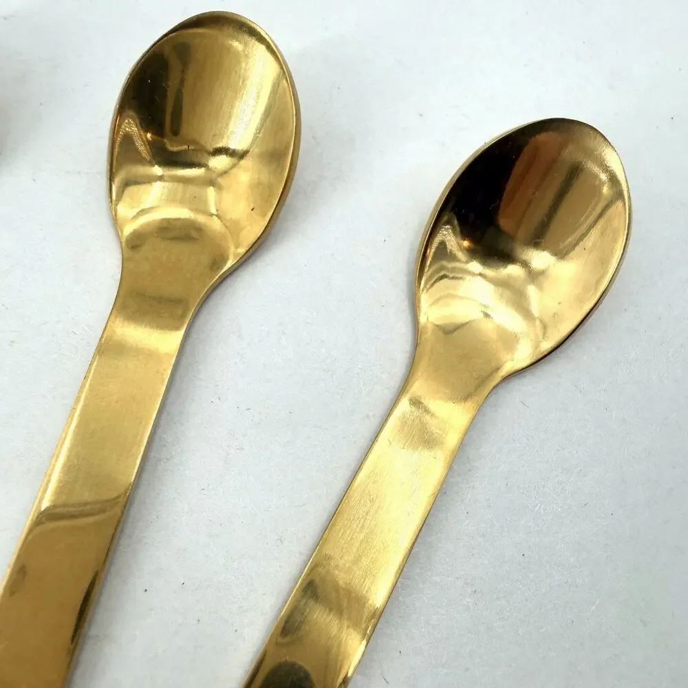 4 PC Gold Tone Demitasse Espresso Mini Small Coffee Spoons 18/8 Stainless 4.5